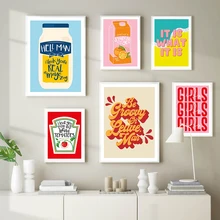 Customizable for Kitchen Home Funny Juice Tomatoes Picture Wall Art Color Quote Girl Home Poster Print Modular Canvas Painting