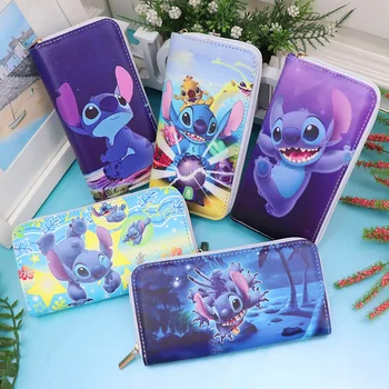 New Disney Women Wallet Stitch Cartoons Long PU Coin Purse Bag for Phone Card Holder Cute Printing Fashion Money Clip Clutch Bag