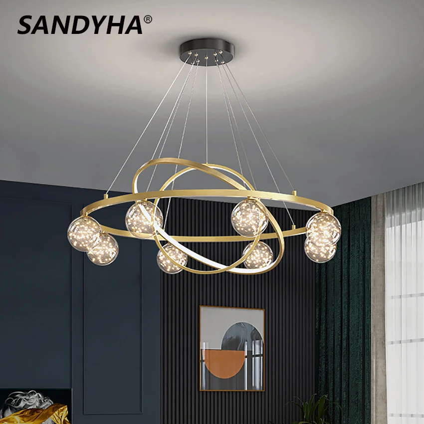 SANDYHA Nordic Living Room Chandelier Led Creative Romantic Star Bedroom Glass Ball Hang Lamp Modern Round Ring Lighting Fixture
SANDYHA Nordic Living Room Chandelier Led Creative Romantic Star Bedroom Glass Ball Hang Lamp Modern Round Ring Lighting Fixture