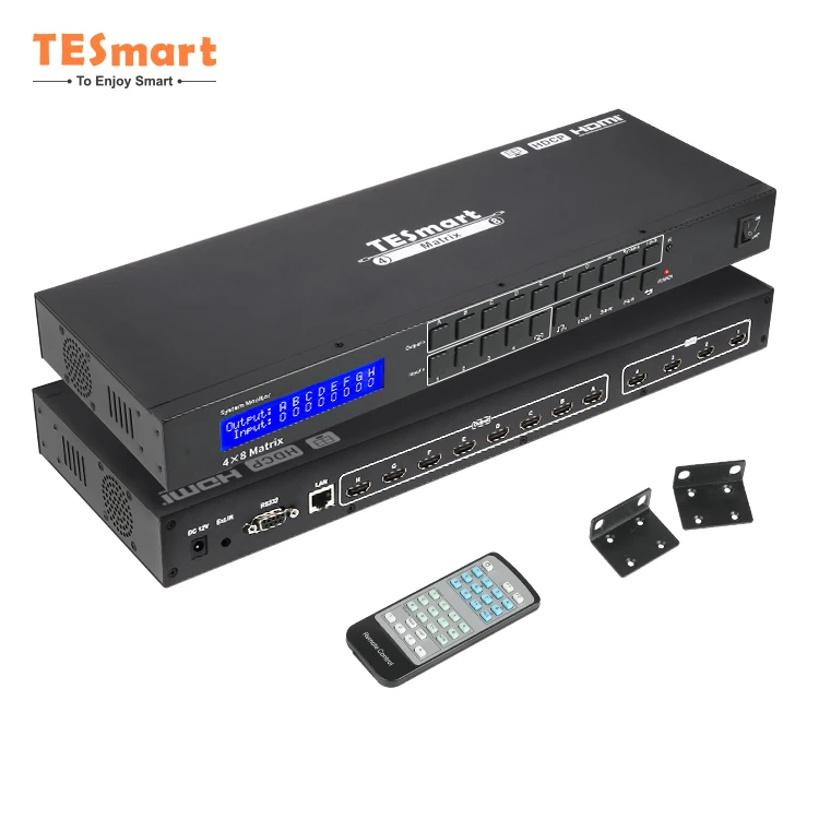 

TESmart Hot 4X8 8 Ultra HD Video Matrice Quad View Mode 4k Support EDID Management IR Rremote LAN RS232 Control HDMI Matrix