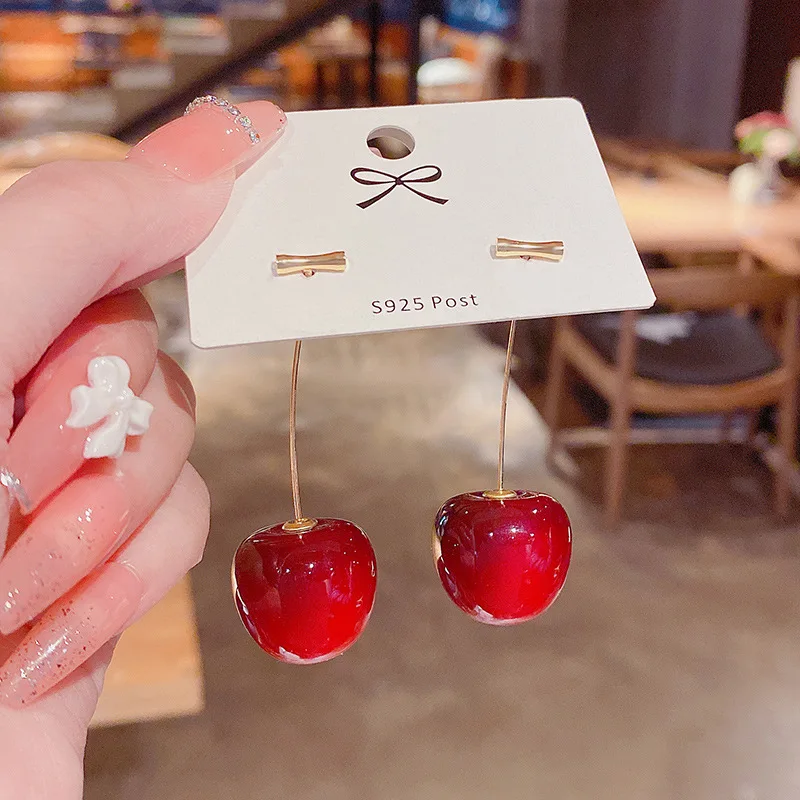 Korean Style 925 Silver Needle Transparent Cherry Earrings Women's Fashion Dignified Generous Style Ear Studs Earrings
Korean Style 925 Silver Needle Transparent Cherry Earrings Women's Fashion Dignified Generous Style Ear Studs Earrings