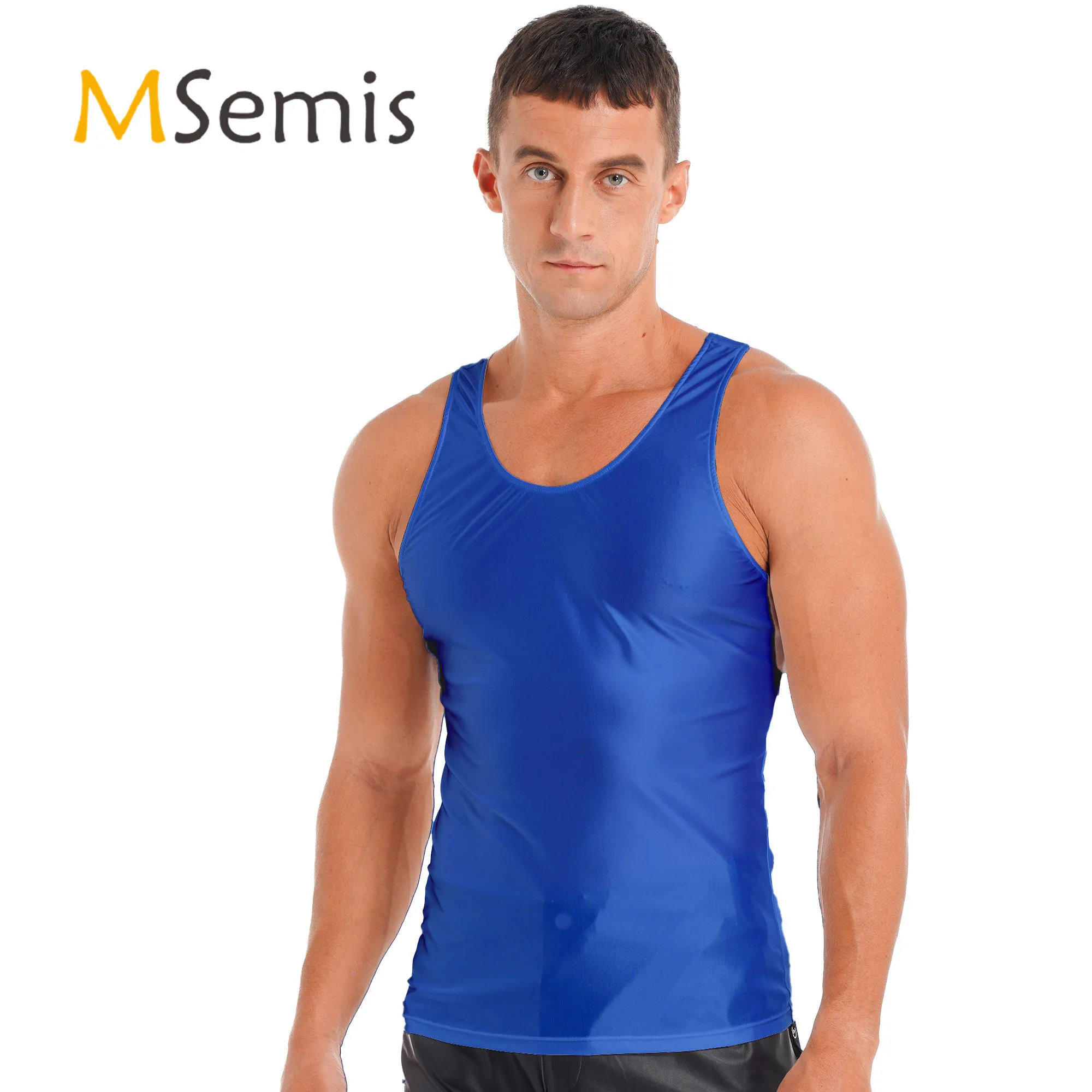 Mens Male Glossy Tank Top Solid Color Undershirt Gym Sports Fitness Workout Sleeveless T-shirt Sportwear Music Festival Clothing
Mens Male Glossy Tank Top Solid Color Undershirt Gym Sports Fitness Workout Sleeveless T-shirt Sportwear Music Festival Clothing