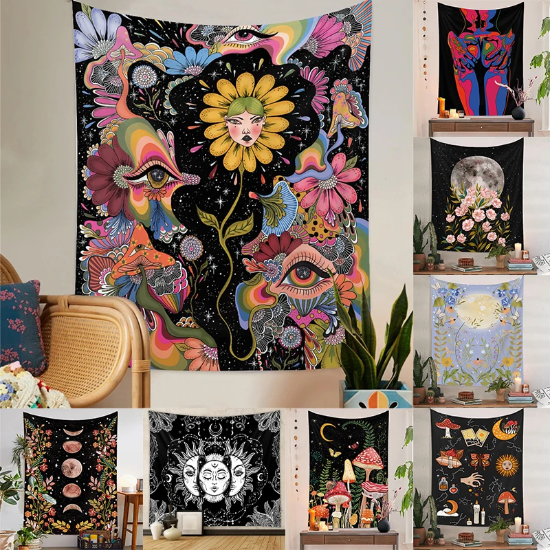 Ins Psychedelic Flower Tapestry Home Bedside Decoration Cloth Bedroom Background Cloth Hanging Cloth Moon Garden Tapestry 
Ins Psychedelic Flower Tapestry Home Bedside Decoration Cloth Bedroom Background Cloth Hanging Cloth Moon Garden Tapestry