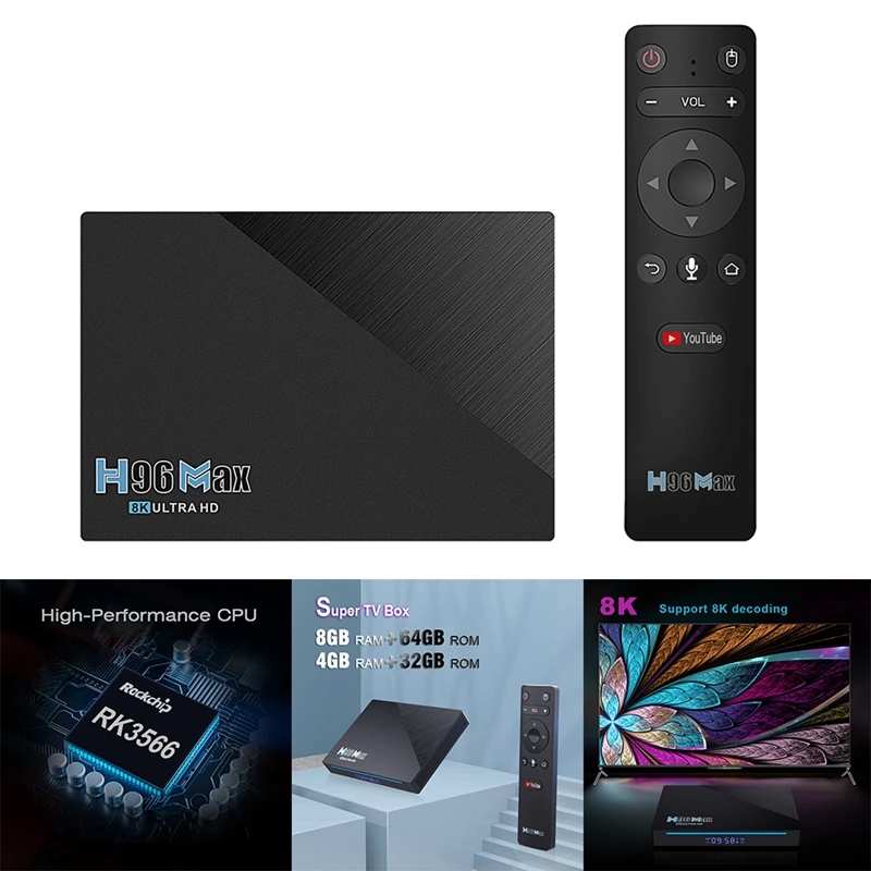 Приставка Смарт-ТВ H96 MAX Rk3566 с поддержкой Wi-Fi, Bluetooth 2,4, USB3, 1000 м, 8K
Приставка Смарт-ТВ H96 MAX Rk3566 с поддержкой Wi-Fi, Bluetooth 2,4, USB3, 1000 м, 8K