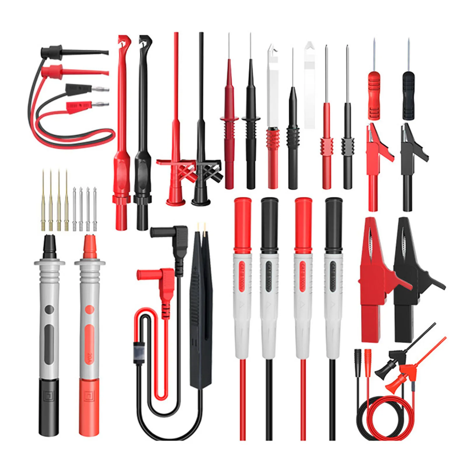 Multimeter Test Lead Kit For Resistor Capacitor SMD Component Banana Plug Line With Alligator Clip Test Hook Wire-Piercing Probe
Multimeter Test Lead Kit For Resistor Capacitor SMD Component Banana Plug Line With Alligator Clip Test Hook Wire-Piercing Probe