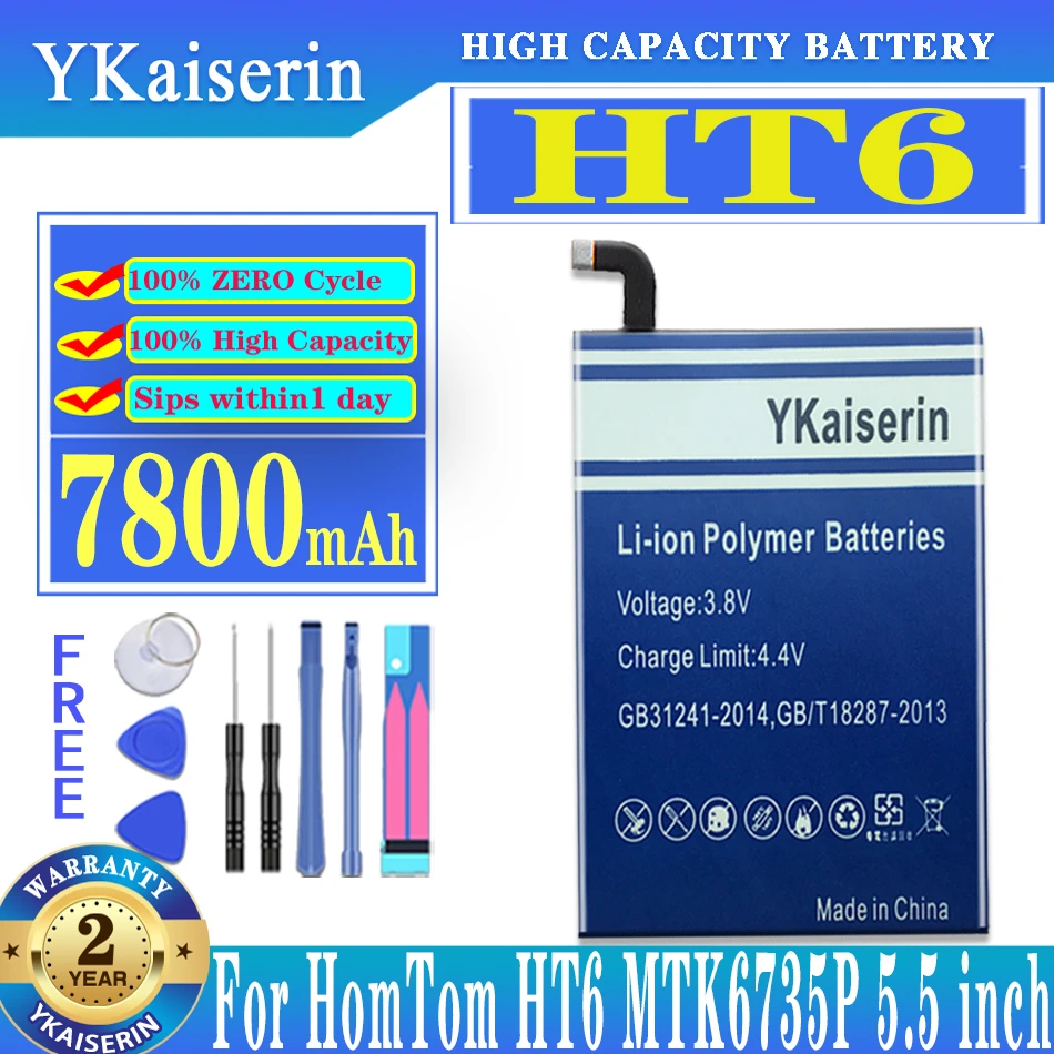 YKaiserin 7800mAh HT 6 Replacement Li-polymer Cell Phone Battery with Tools For HomTom HT6 MTK6735P 5.5 Inch
YKaiserin 7800mAh HT 6 Replacement Li-polymer Cell Phone Battery with Tools For HomTom HT6 MTK6735P 5.5 Inch
