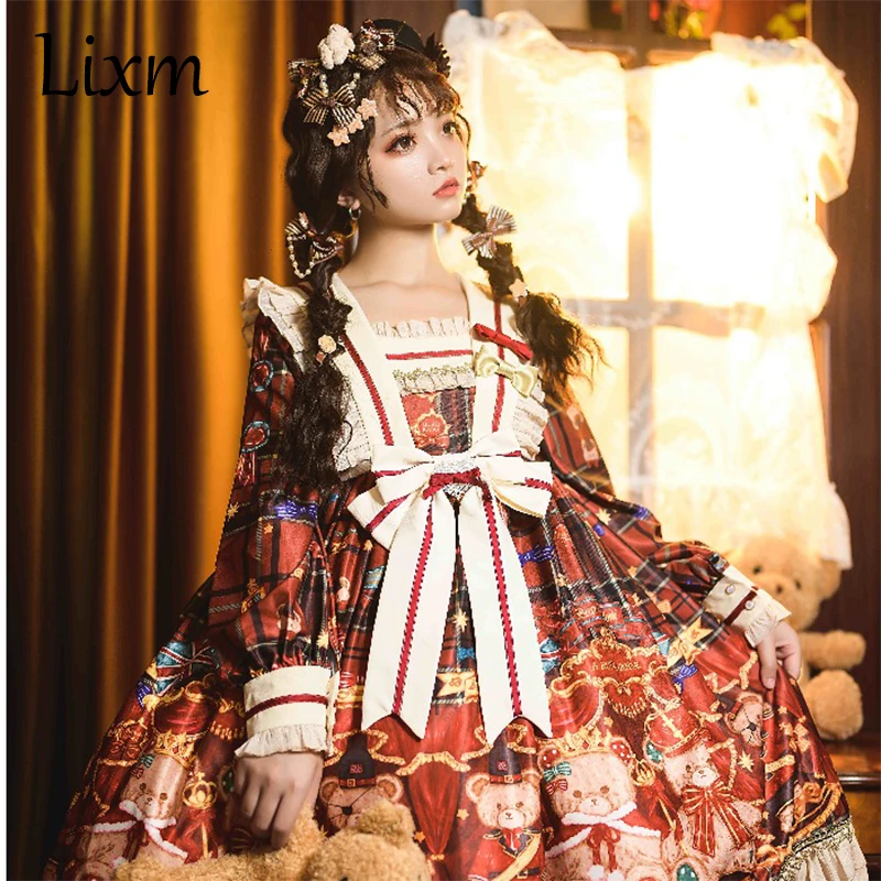 Vintage Gothic Lolita Dress Women Long Sleeve Sweet Kawaii Autumn Cute Bear Print Party Dresses Girly Kawaii Bow Vestidos
Vintage Gothic Lolita Dress Women Long Sleeve Sweet Kawaii Autumn Cute Bear Print Party Dresses Girly Kawaii Bow Vestidos
