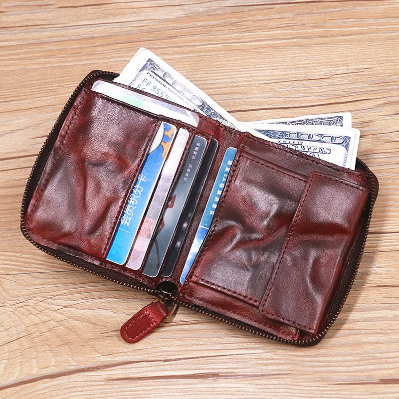 Genuine Leather Wallet For Men Male Women Cowhide Vintage Handmade Short Zipper Around Men's Purse Card Holder With Coin Pocket
Genuine Leather Wallet For Men Male Women Cowhide Vintage Handmade Short Zipper Around Men's Purse Card Holder With Coin Pocket