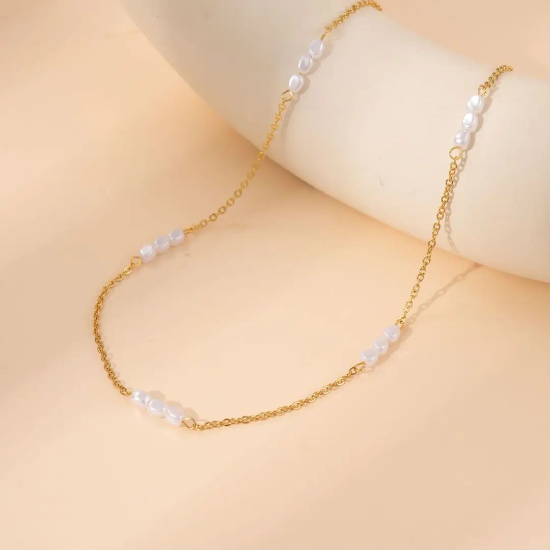 Fashion Elegant Stainless Steel Imitation Pearl Chain Splicing Handmade Necklace Women Sexy Party Clavicle Chain Necklace
Fashion Elegant Stainless Steel Imitation Pearl Chain Splicing Handmade Necklace Women Sexy Party Clavicle Chain Necklace