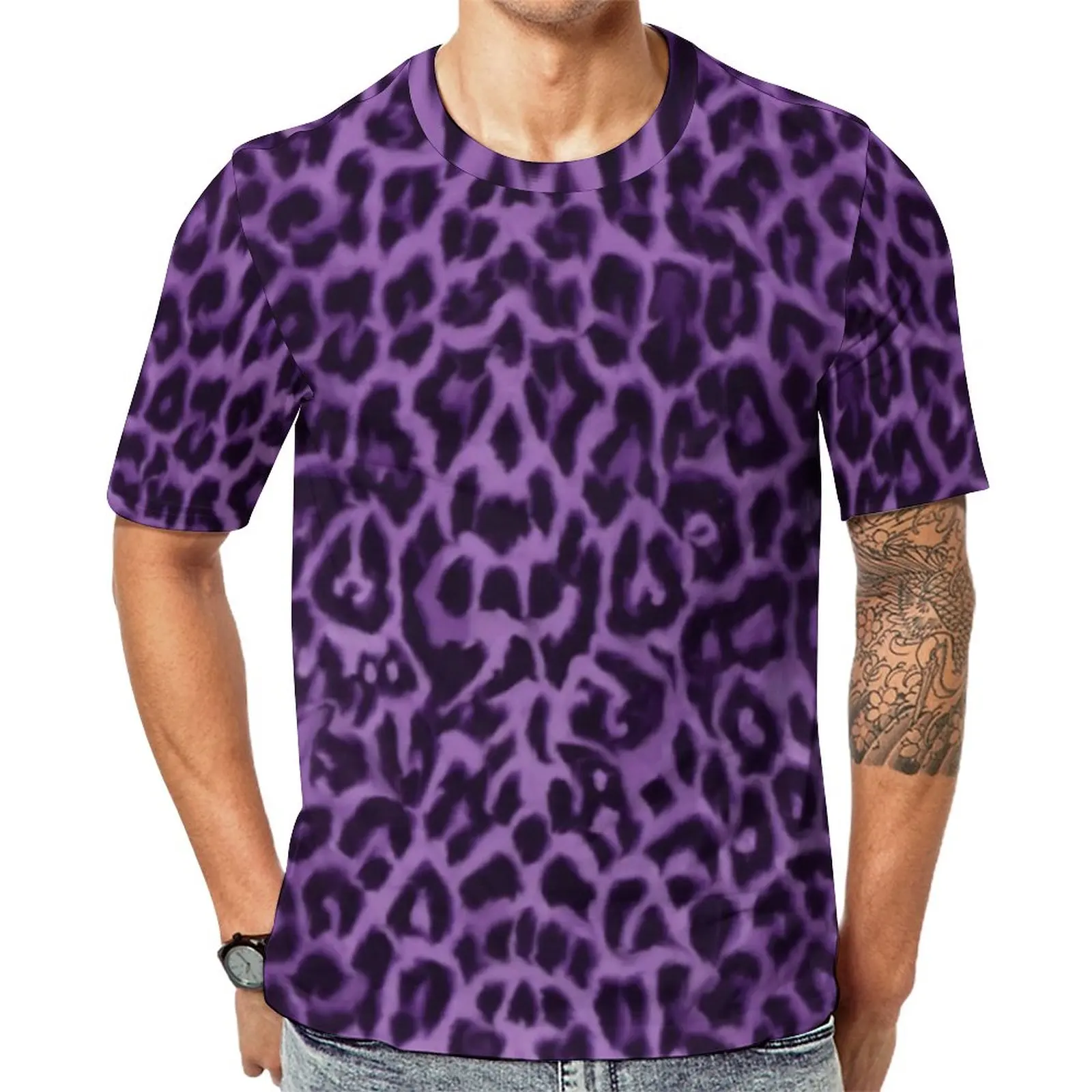 Purple Leopard T Shirt Animal Print Popular T-Shirts Male Kawaii Tee Shirt Summer Short Sleeve Pattern Top Tees Big Size
Purple Leopard T Shirt Animal Print Popular T-Shirts Male Kawaii Tee Shirt Summer Short Sleeve Pattern Top Tees Big Size