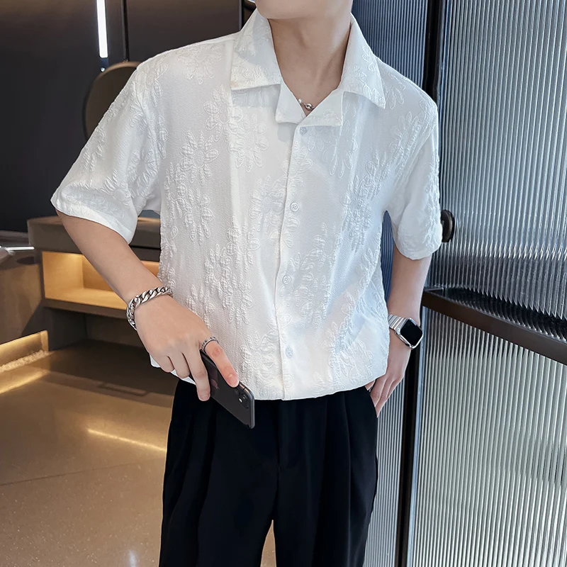 2022 Summer Short Sleeve Loose Shirts Fashion Jacquard Streetwear Oversized Shirt Big Lapel Hip Hop Harajuku Casual Shirt
2022 Summer Short Sleeve Loose Shirts Fashion Jacquard Streetwear Oversized Shirt Big Lapel Hip Hop Harajuku Casual Shirt
