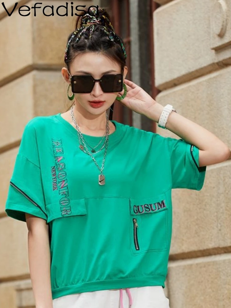 Vefadisa 2023 Summer New Women Fashion Creative Print Loose Short Sleeve Personalized Trendy Girl Green White T-shirt ZY1610
Vefadisa 2023 Summer New Women Fashion Creative Print Loose Short Sleeve Personalized Trendy Girl Green White T-shirt ZY1610