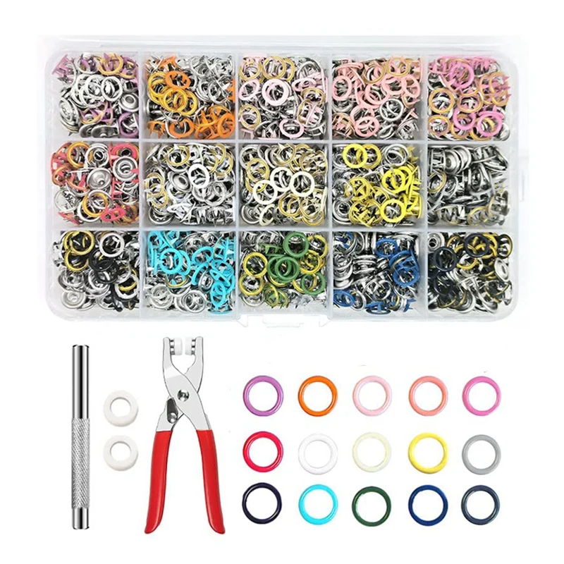 300 Sets Ring Snap Button Kit Snap Buttons Metal Snaps With Snap Fastener Tool For Clothing,Crafting,Leather,Sewing(15 Colors)
300 Sets Ring Snap Button Kit Snap Buttons Metal Snaps With Snap Fastener Tool For Clothing,Crafting,Leather,Sewing(15 Colors)