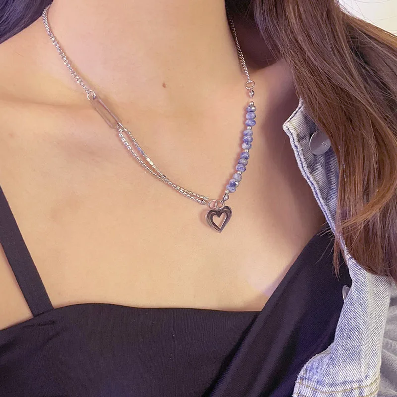 Double Layer Love Heart Pendant Clavicle Chains for Girls Natural Stone Beads Choker Necklace Neck Jewelry Accessories for Women
Double Layer Love Heart Pendant Clavicle Chains for Girls Natural Stone Beads Choker Necklace Neck Jewelry Accessories for Women