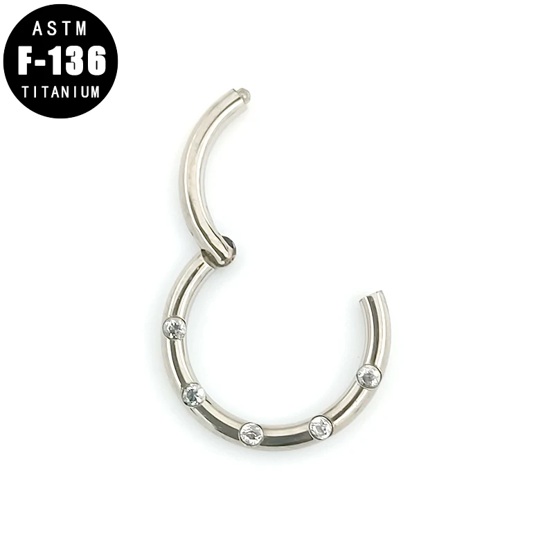 

ASTM F136 Titanium Ear Piercing CZ Septum Clicker Hoop 16G Hinged Segment Cartilage Tragus Helix Earrings Nose Ring Jewelry