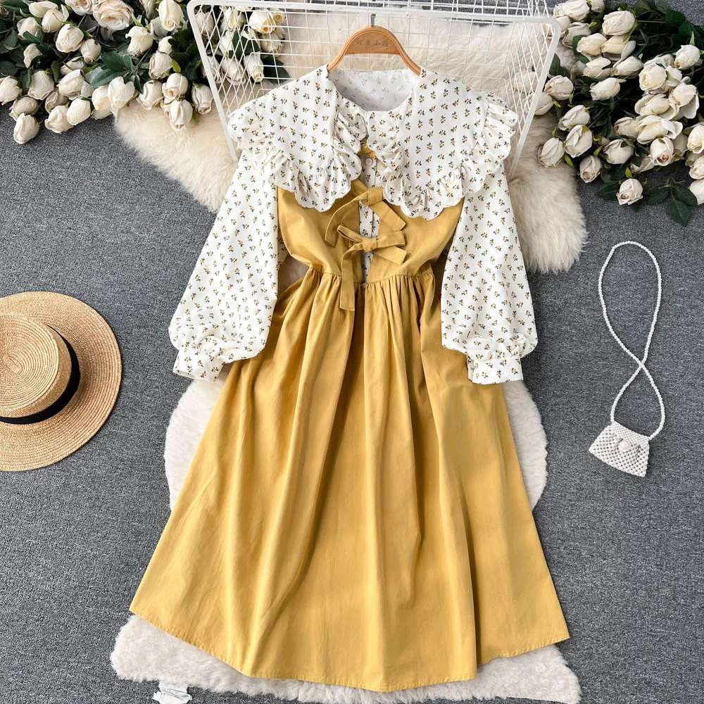 Japanese Vintage Kawaii Lolita Dress Women Sweet Peter Pan Collar Puff Sleeve Floral Shirt+Bow High Waist Sleeveless Dress Sets
Japanese Vintage Kawaii Lolita Dress Women Sweet Peter Pan Collar Puff Sleeve Floral Shirt+Bow High Waist Sleeveless Dress Sets