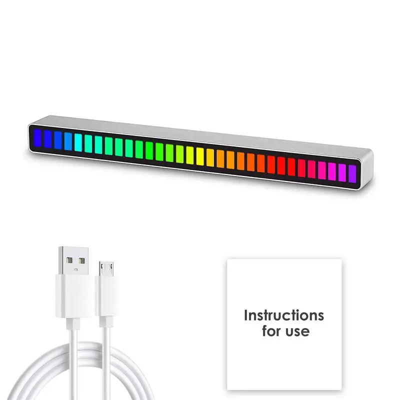 

Music Sync Lights Music LED Lights RGB Audio Spectrum Voice-Activated Portable LED Ambient Light With 8 Modes Car Accessories