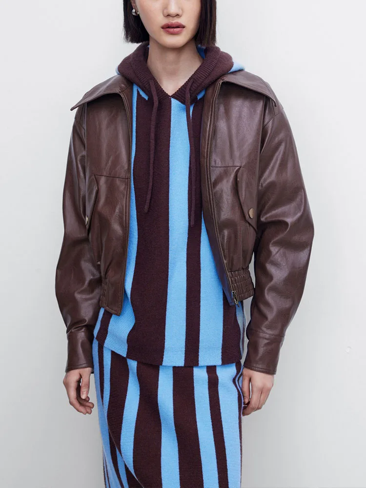 2023 Autumn Fashion New American Style Retro Motorcycle Wind Drop Shoulder Sleeves Comfortable PU Leather Jacket Women's Tops
2023 Autumn Fashion New American Style Retro Motorcycle Wind Drop Shoulder Sleeves Comfortable PU Leather Jacket Women's Tops