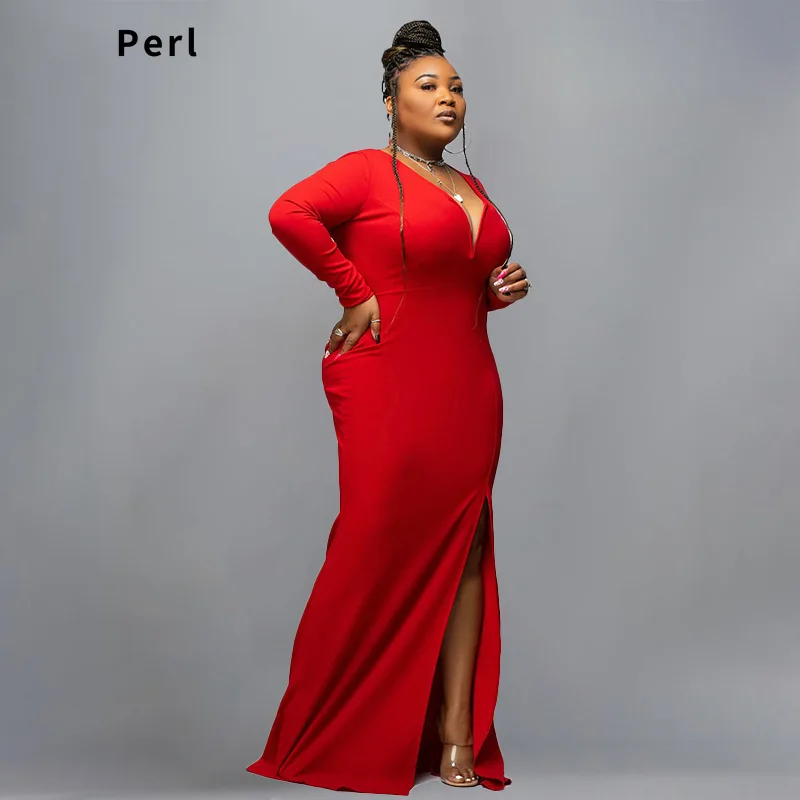 Perl Full Sleeve Deep V-neck Maxi Dress Evening Party Special Occasion Wear Red Curved Skirt Plus Size Women's Clothing 4XL 5XL
Perl Full Sleeve Deep V-neck Maxi Dress Evening Party Special Occasion Wear Red Curved Skirt Plus Size Women's Clothing 4XL 5XL
