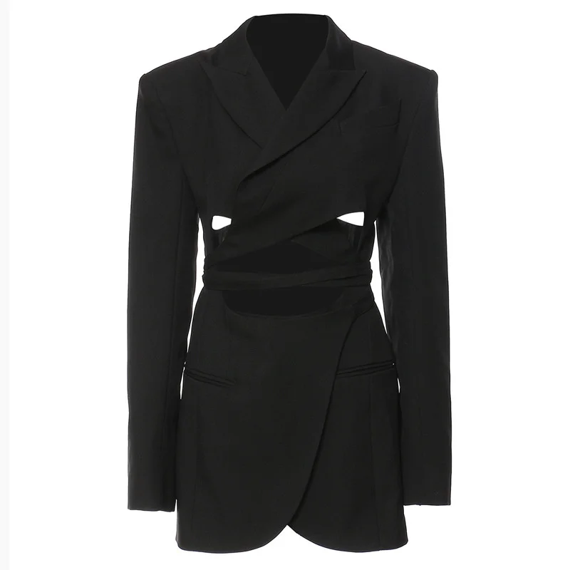 PREPOMP 2022 Autumn New Arrivals Turn Down Collar Back Hollow Out Drawstring Long Slim Blazer Women Black Coat GG689
PREPOMP 2022 Autumn New Arrivals Turn Down Collar Back Hollow Out Drawstring Long Slim Blazer Women Black Coat GG689