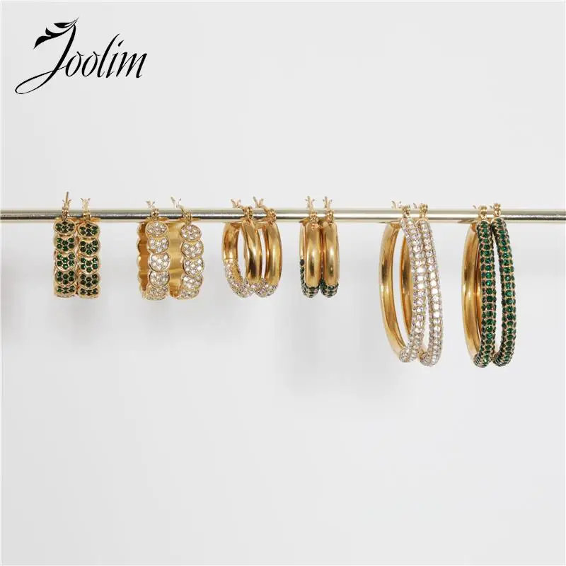 Joolim Waterproof Light Luxury Elegant Full Zircon Gift For Girlfriend Stainless Steel Hoop Earrings Jewelry Wholesale
Joolim Waterproof Light Luxury Elegant Full Zircon Gift For Girlfriend Stainless Steel Hoop Earrings Jewelry Wholesale