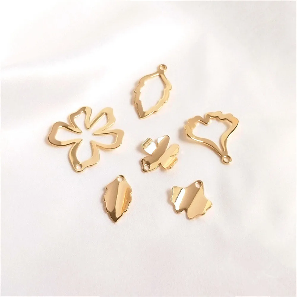 

14K Gold Filled Plated Leaf pendant hollow out flower apricot leaf earring pendant diy hand jewelry accessories