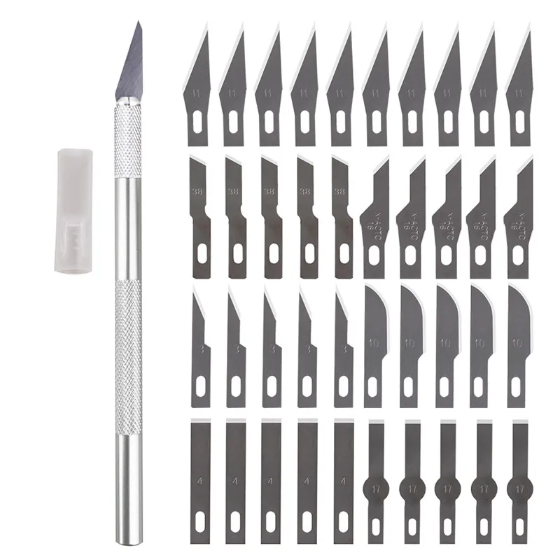 Non-Slip Metal Scalpel Knife Tools Kit Cutter Engraving Craft Knives + 40pcs Blades Mobile Phone PCB DIY Repair Hand Tools
Non-Slip Metal Scalpel Knife Tools Kit Cutter Engraving Craft Knives + 40pcs Blades Mobile Phone PCB DIY Repair Hand Tools
