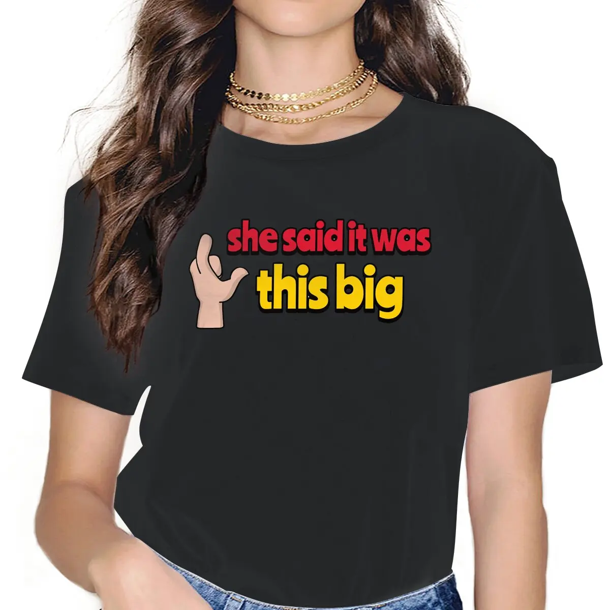 Женская футболка с надписью «она сказала, что это была эта большая», забавная Классическая футболка с коротким рукавом и круглым вырезом для офиса, Майкла Скотта