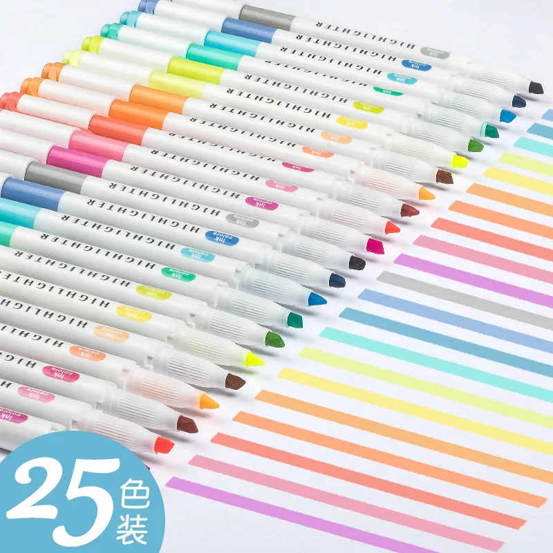 25 Colors Double Head Highlighter Pen Colors Fluorescent Highlighters Art Marker School&Office Art Stationery Supply
25 Colors Double Head Highlighter Pen Colors Fluorescent Highlighters Art Marker School&Office Art Stationery Supply
