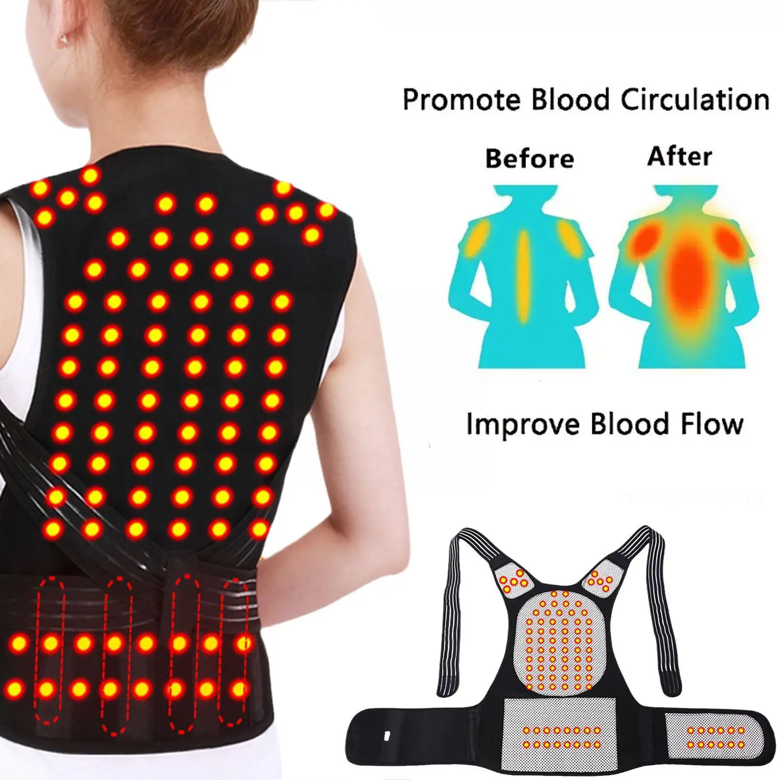 

Tourmaline Self-heating Magnetic Therapy Waist Back Shoulder Spine Corrector Belt Pain Support Lumbar Brace Posture Relief E3p4