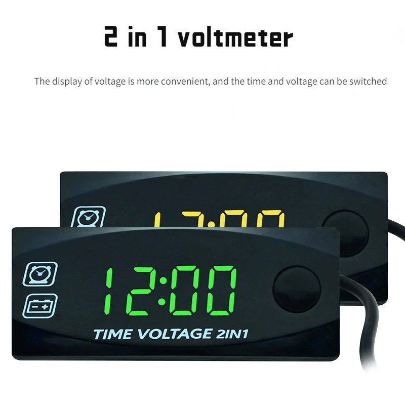 2 в 1 Мотоцикл вольтметр два в одном многофункциональный цифровой дисплей электронные часы двойная функция 
2 в 1 Мотоцикл вольтметр два в одном многофункциональный цифровой дисплей электронные часы двойная функция