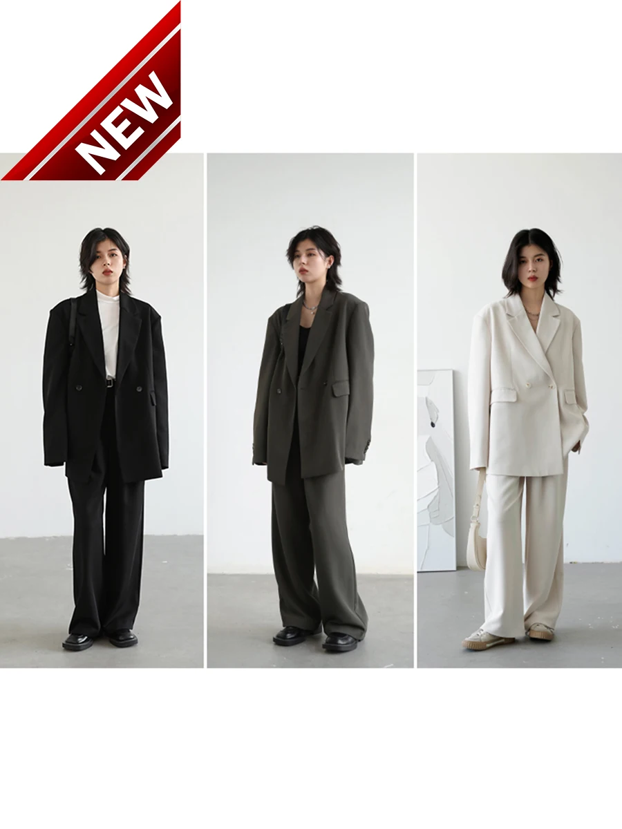 Solid Women's Blazer Suits Loose High Waist Straight Pants Two-piece Set Female Coat Office Lady Spring Autumn 2023
Solid Women's Blazer Suits Loose High Waist Straight Pants Two-piece Set Female Coat Office Lady Spring Autumn 2023