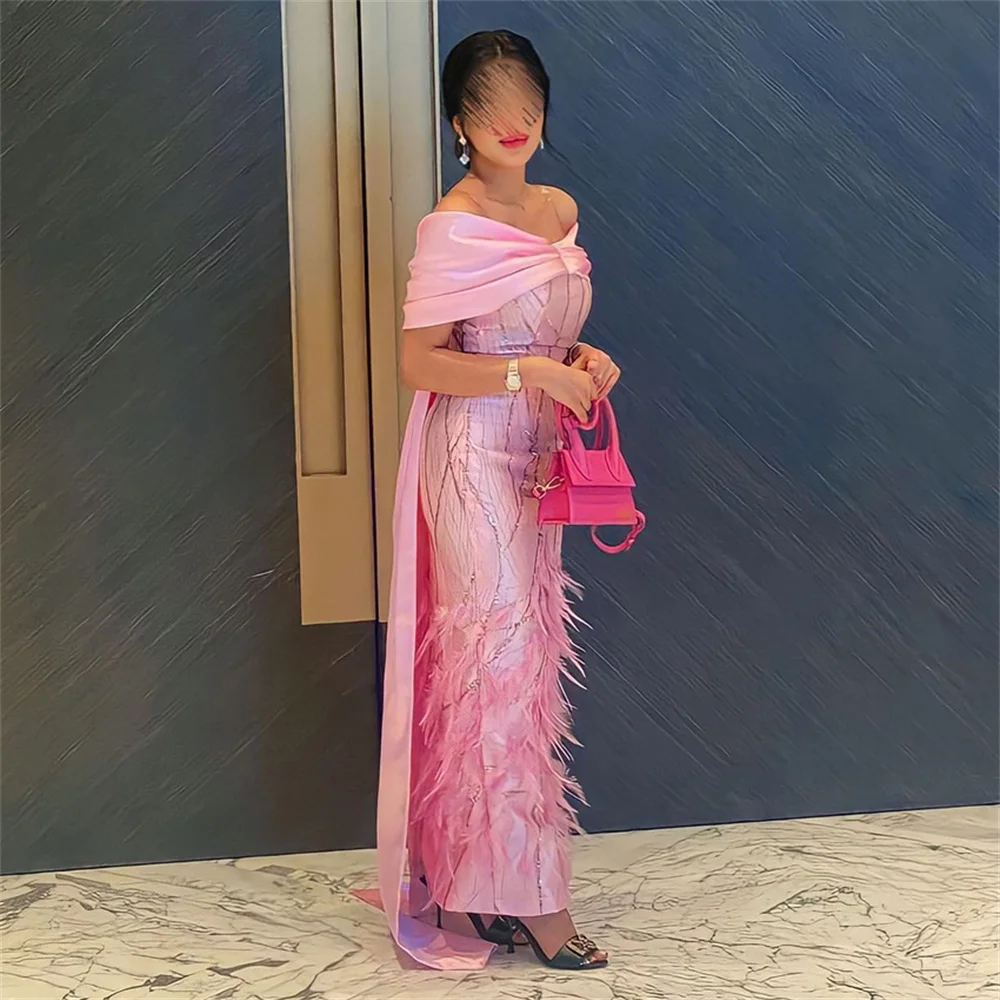 GORGA Luxury Elegant Strapless Feathers Off The Shoulder Sleeveless A Line Evening Dress Ankle Length Sweep Train Prom Gown New
GORGA Luxury Elegant Strapless Feathers Off The Shoulder Sleeveless A Line Evening Dress Ankle Length Sweep Train Prom Gown New
