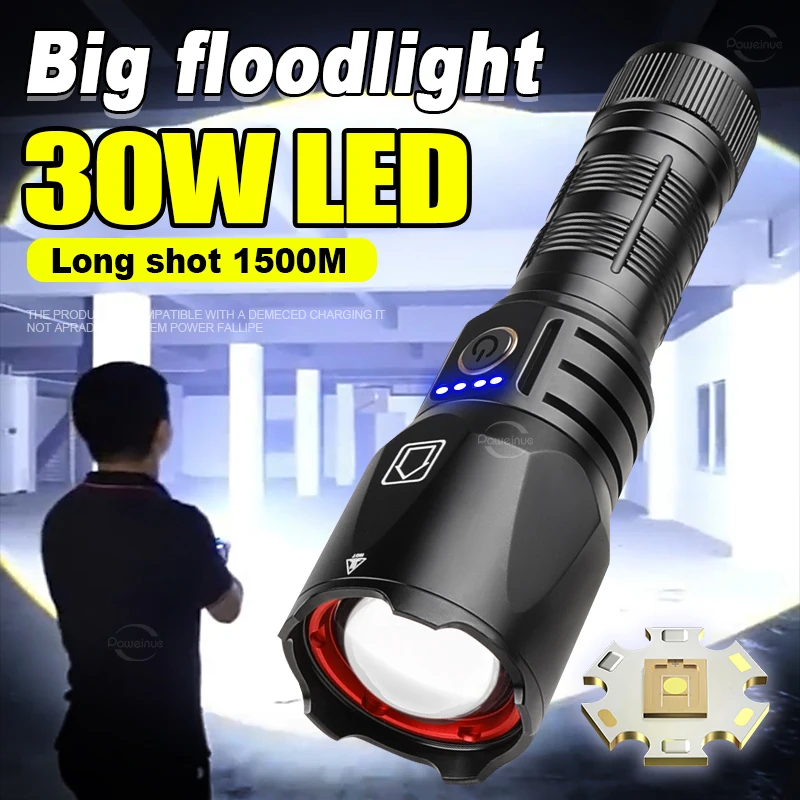 

Super Powerful LED Flashlight USB Rechargeable Torch Light High Power Flashlights Zoom Tactical Lantern 1500M Long Shot HandLamp