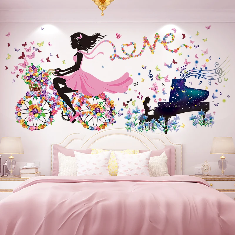 Piano Wall Stickers DIY Fairy Girl Bike Butterflies Wall Decals for Kids Bedroom Baby Bedroom Children Nursery Home Decoration
Piano Wall Stickers DIY Fairy Girl Bike Butterflies Wall Decals for Kids Bedroom Baby Bedroom Children Nursery Home Decoration