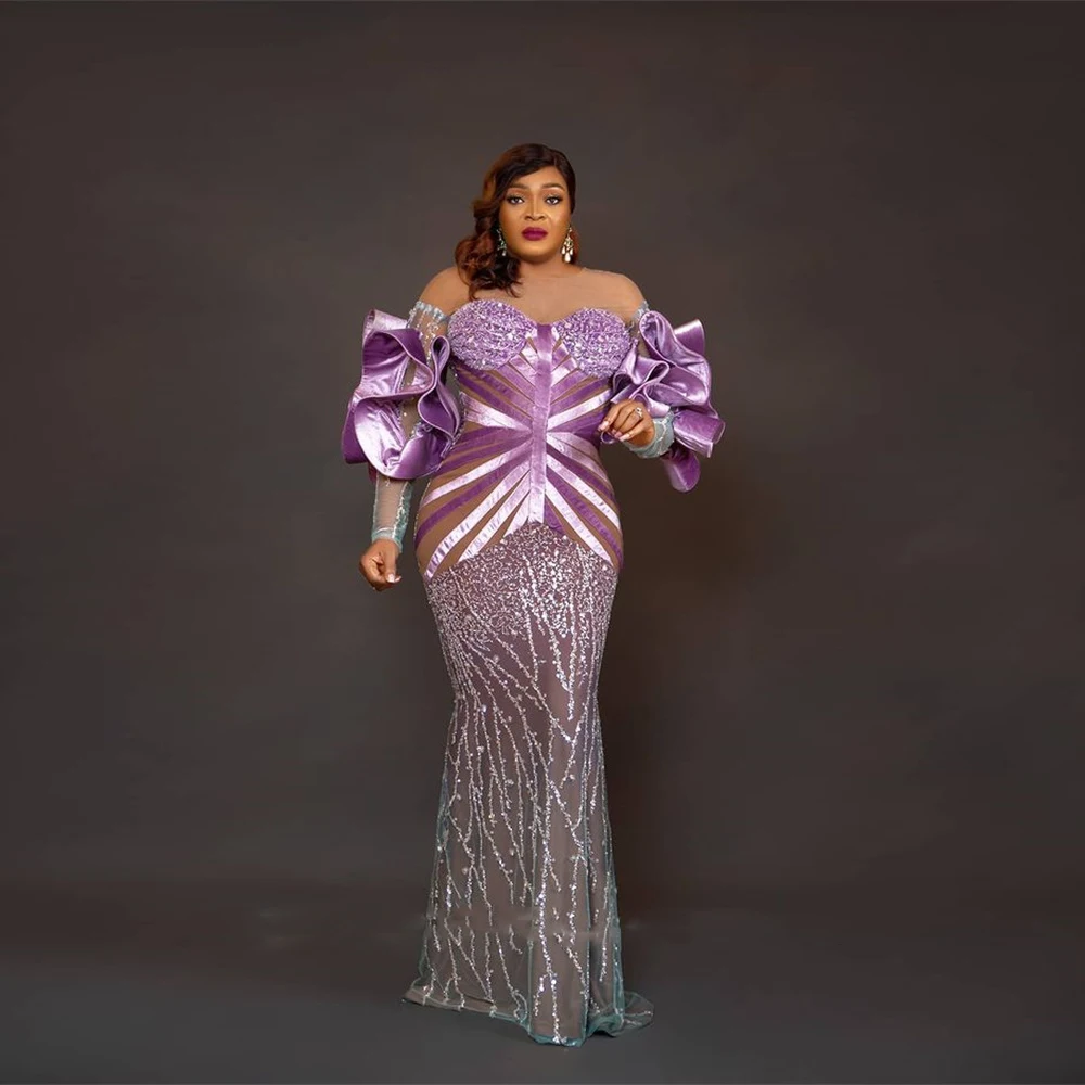 Sparkle Beads Crystal Long Prom Gowns With See Thru Tulle Sleeves vestido de noche Lilac Off Shoulder Prom Dresses Corset
Sparkle Beads Crystal Long Prom Gowns With See Thru Tulle Sleeves vestido de noche Lilac Off Shoulder Prom Dresses Corset