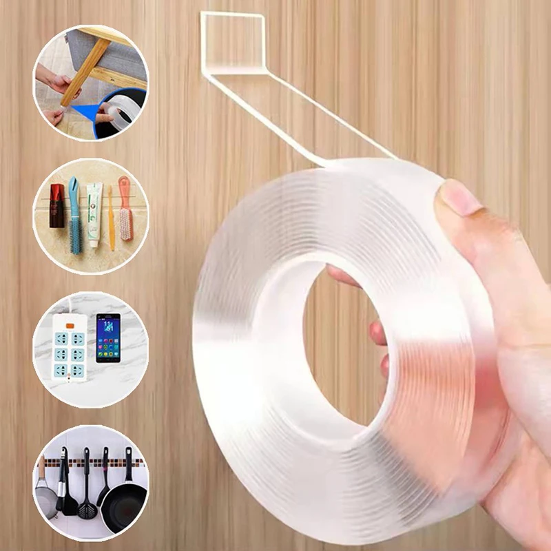 

Double-sided Decor Trace Waterproof Tape Cleanable Sided Double Home Transparent Adhesive Nano Reusable Tape 1m/2m/3m/5m No Tape