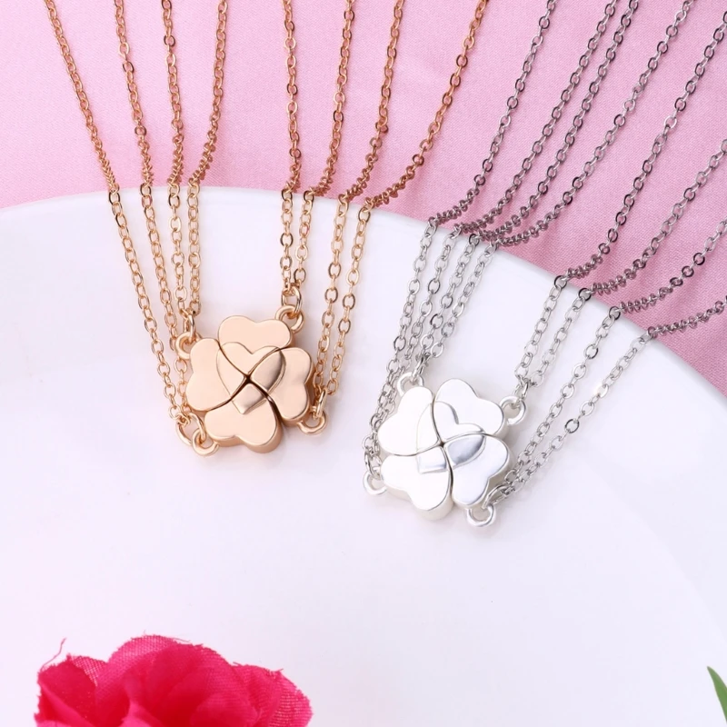 4 Piece Four Leaf Clover Stitching Necklace Magnet Stone BFF Friendship Heart Pendant Chain Choker Necklace Jewelry
4 Piece Four Leaf Clover Stitching Necklace Magnet Stone BFF Friendship Heart Pendant Chain Choker Necklace Jewelry