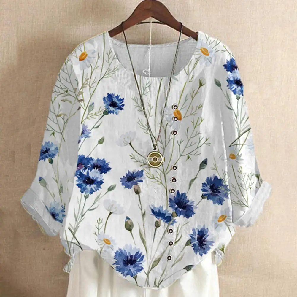 Elegant Flower Print Women Blouse O-Neck Long Sleeve Loose Buttons Decor Pullover Shirt Top Streetwear blusa feminina camisetas
Elegant Flower Print Women Blouse O-Neck Long Sleeve Loose Buttons Decor Pullover Shirt Top Streetwear blusa feminina camisetas