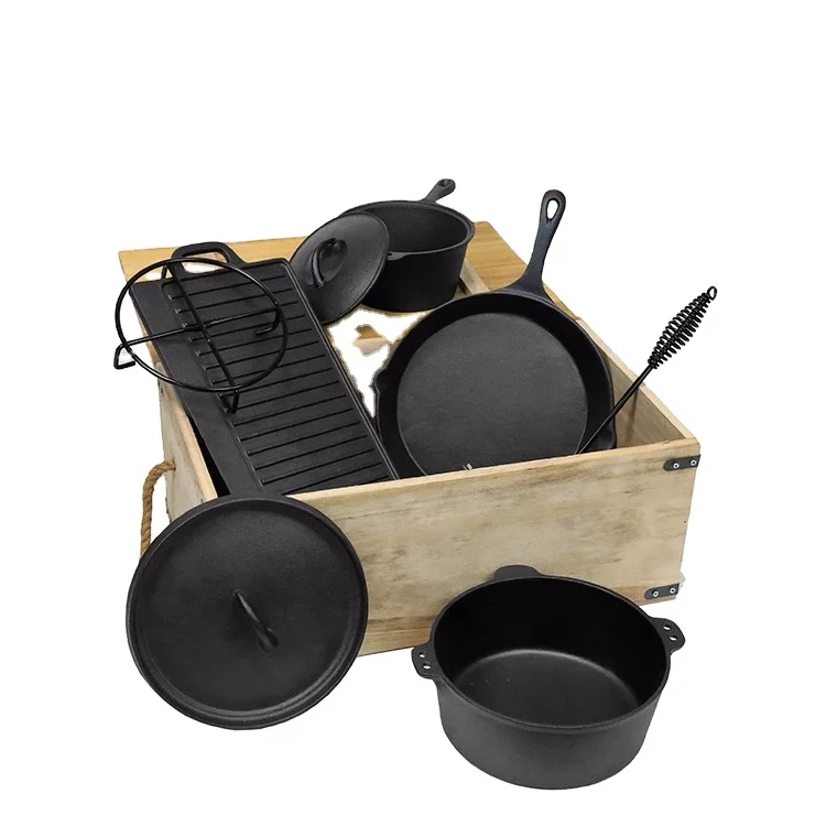 Wholesale Outdoor Camping Cookware 7 Pieces Cast Iron Pots and Pans Non Stick Cookware Set Cooking Pot
Wholesale Outdoor Camping Cookware 7 Pieces Cast Iron Pots and Pans Non Stick Cookware Set Cooking Pot