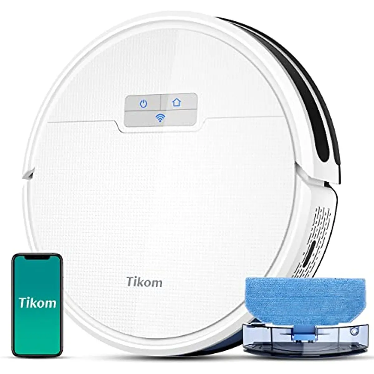 

Tikom Robot Vacuum and Mop Combo 2 in 1, 4500Pa Strong Suction, G8000 Pro Robotic Vacuum Cleaner, 150mins Max, Wi-Fi