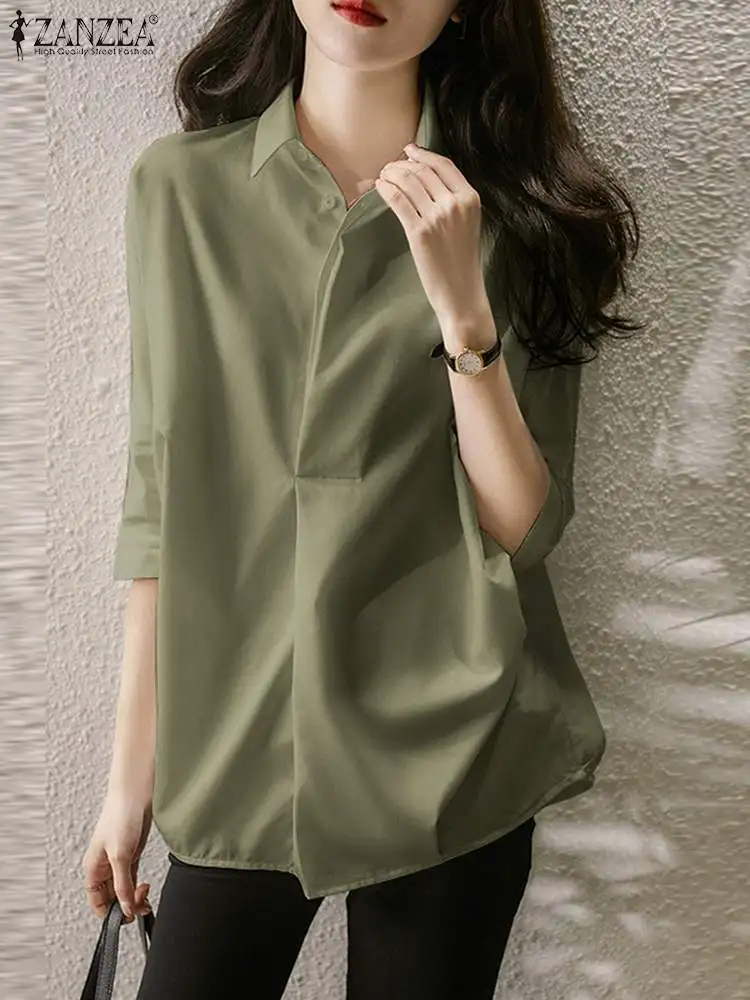 Vintage Solid Shirt Women Summer Blouses ZANZEA 2022 Casual 3/4 Sleeve Blusas Female Button Lapel Tunic Oversized Chemise Tops
Vintage Solid Shirt Women Summer Blouses ZANZEA 2022 Casual 3/4 Sleeve Blusas Female Button Lapel Tunic Oversized Chemise Tops