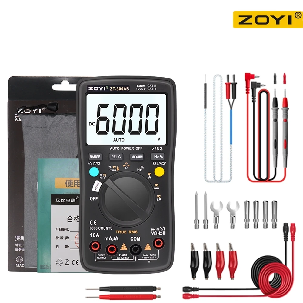 

ZOYI 300AB Digital Multimeter 6000 Analog Tester True RMS Professional Multimetro DIY Transistor Capacitor NCV Testers Lcr Meter