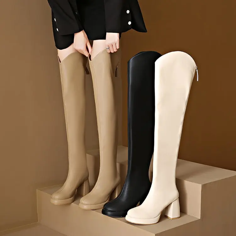 Женские резиновые сапоги-Женская обувь на молнии сзади, привлекательные сапоги до бедра на высоком каблуке, высокие пикантные сапоги с круглым носком, на молнии, большие размеры, 2023 
Женские резиновые сапоги-Женская обувь на молнии сзади, привлекательные сапоги до бедра на высоком каблуке, высокие пикантные сапоги с круглым носком, на молнии, большие размеры, 2023