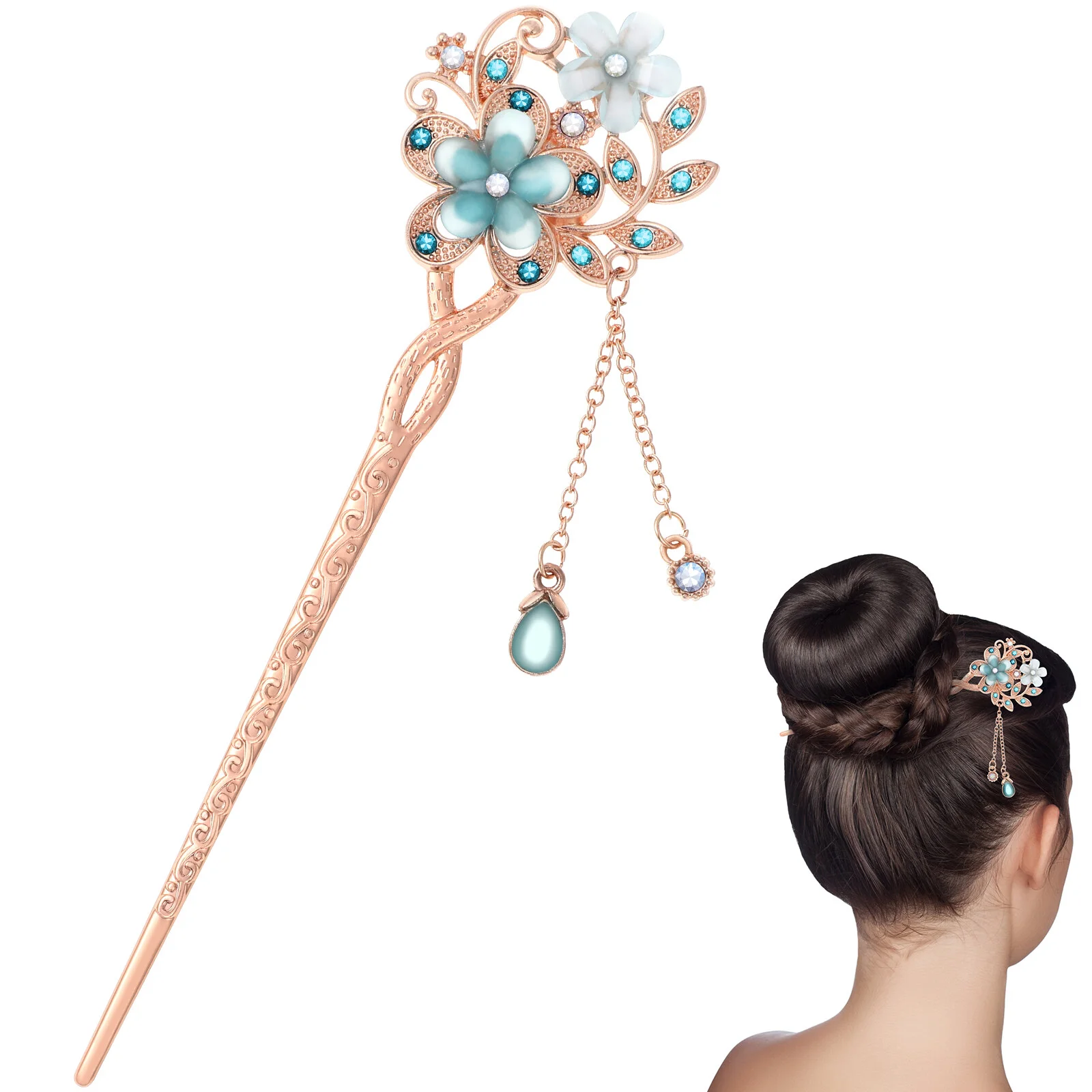 Twin Flowers Women Hairpin Chinese Hairpins Ancient Wedding Headpiece Rhinestone Sticks Vintage Accessories Decorative
Twin Flowers Women Hairpin Chinese Hairpins Ancient Wedding Headpiece Rhinestone Sticks Vintage Accessories Decorative