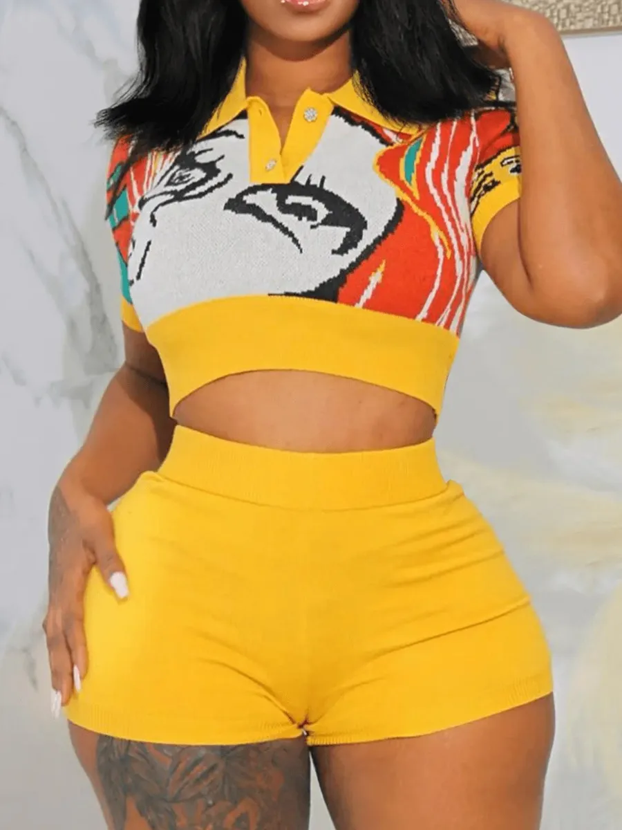 LW Crop Top Skinny Two-piece Shorts Set Summer Women Printing Casual T-Shirt Y2k Graphics Top Shorts Set Daily Streetwear Outfit
LW Crop Top Skinny Two-piece Shorts Set Summer Women Printing Casual T-Shirt Y2k Graphics Top Shorts Set Daily Streetwear Outfit