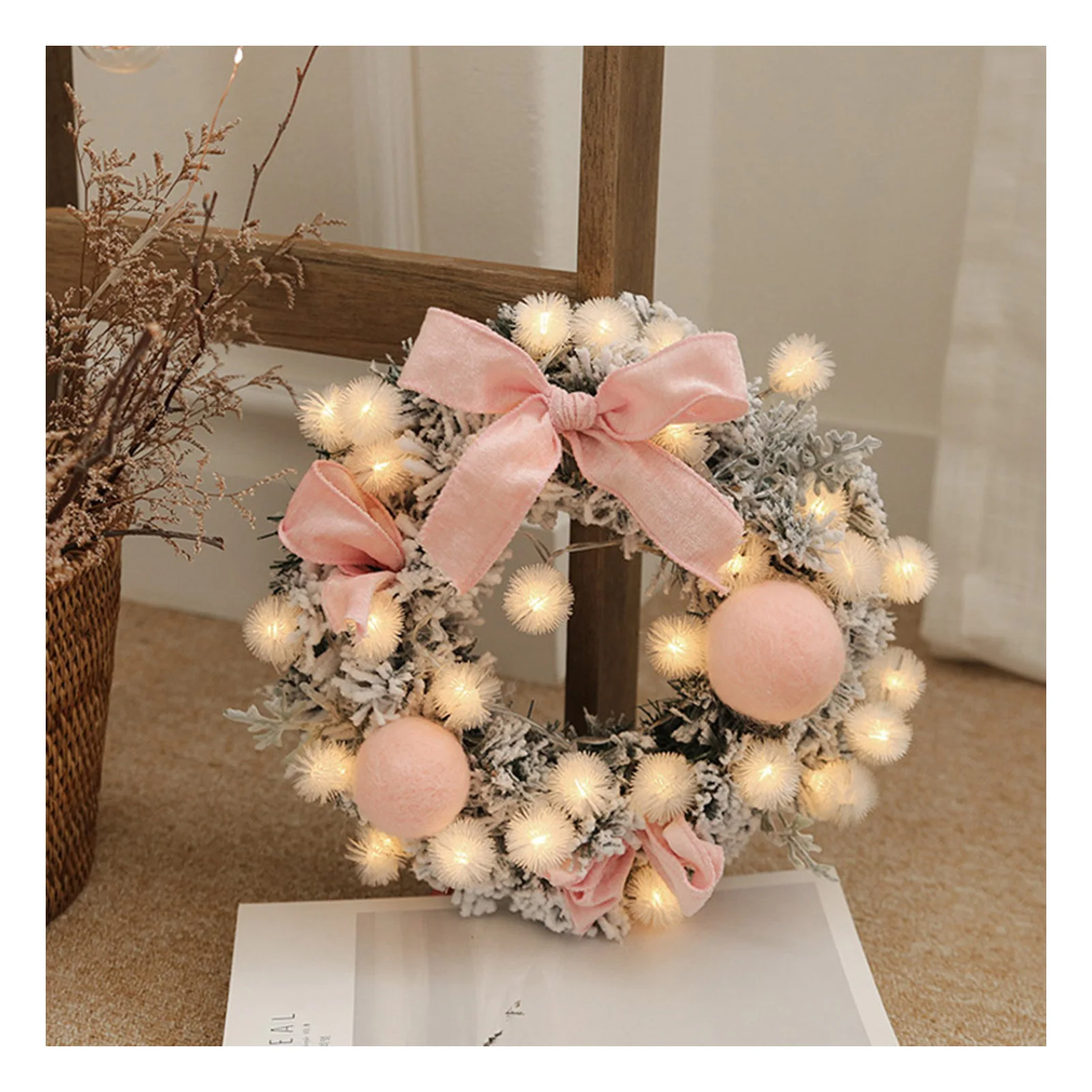 Christmas Wreath Decoration Red Gray Pink Velvet Flower Solid Bow Light-up Wreath for Holiday Front Door
Christmas Wreath Decoration Red Gray Pink Velvet Flower Solid Bow Light-up Wreath for Holiday Front Door