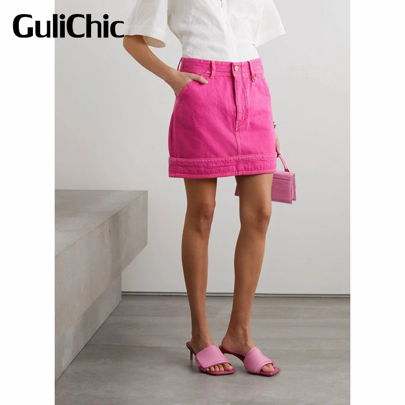 5.5 GuliChic Women Fashion Solid Color Hem Roll-Up Design High Waist Cotton Denim Mini Skirt
5.5 GuliChic Women Fashion Solid Color Hem Roll-Up Design High Waist Cotton Denim Mini Skirt