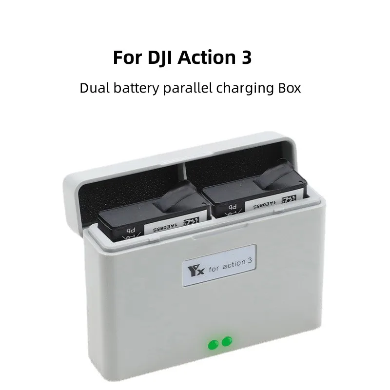 

Two-way Charger Dual Batteries Parallel Charging Box Battery Storage Box with USB Cable for DJI OSMO Action 3 Camera Accessories