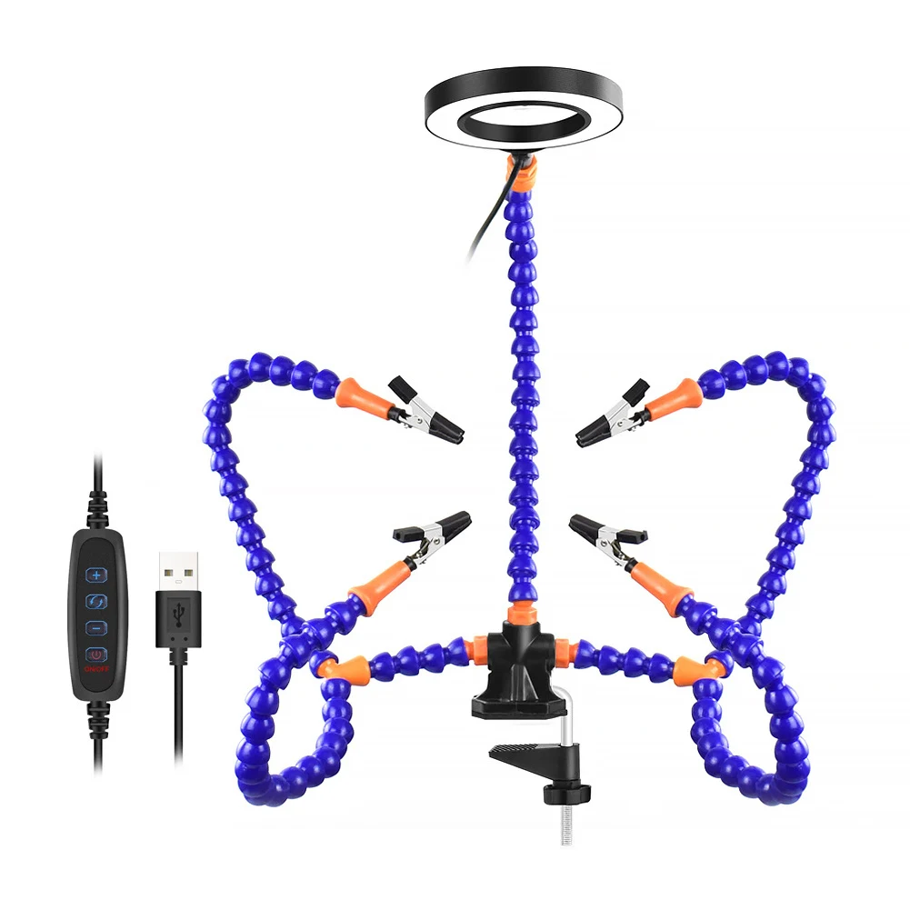 Table Clamp Soldering Helping Hands Third Hand Flexible Arms LED 3X Magnifier Solderin Station Holder Welding Repair Tool With 5
Table Clamp Soldering Helping Hands Third Hand Flexible Arms LED 3X Magnifier Solderin Station Holder Welding Repair Tool With 5